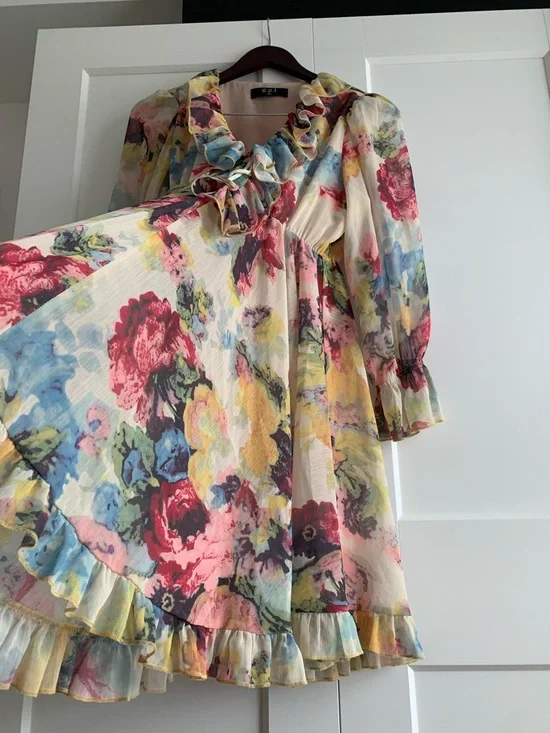 Zimmermann style O.P.T. Floral Ruffle Tie-Front Dress - Multicolor - Picture 4 of 16
